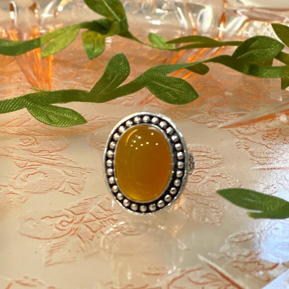 Native Yellow Onyx Stone Gemstone Ring - Picture 1 of 16